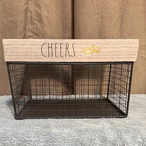 Rae Dunn Black Wire Card Basket with Cheers Design